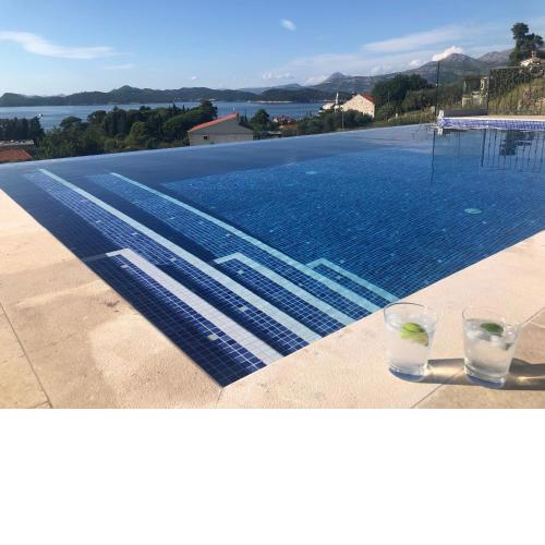 Magnificent new Villa Tofta on Lopud, Croatia. Sea views from the infinity pool